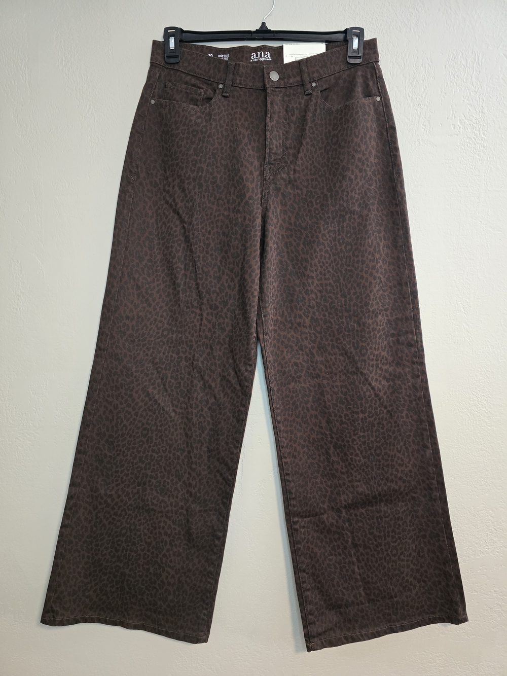 a.n.a Cheetah Print High-Rise Wide Leg Jeans Size 10 Brown Black